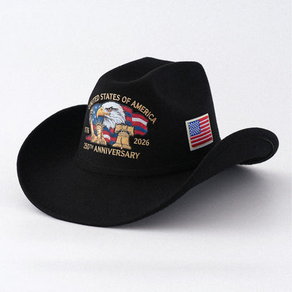USA 250th Anniversary 1776-2026 Patriotic Western Cowboy Hat