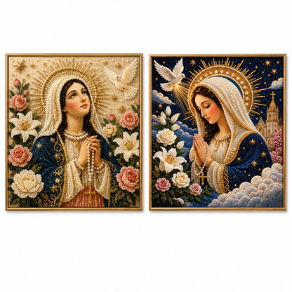 🎉🙏 Divine Pearl Bead Virgin Mary Icon – A Peaceful DIY Faith Art Gift ✨