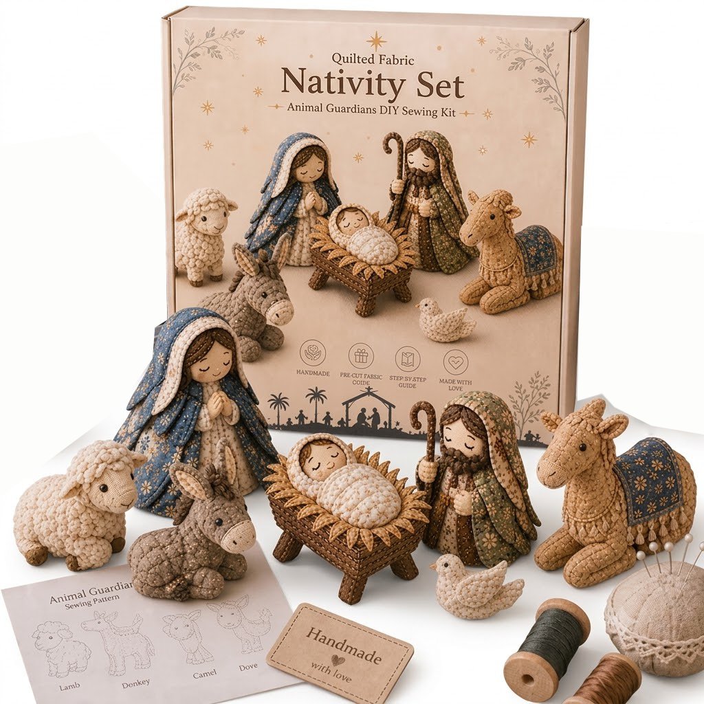 ✨ Bring the Story of Christmas to Life: DIY Patchwork Nativity Scene Sewing Kit✝️