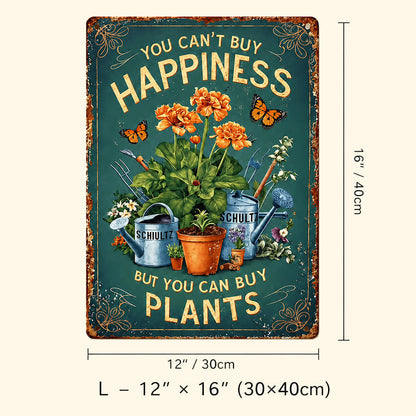 🌿🪴 Vintage Metalen Tuinbord "Je kunt geen geluk kopen, maar je kunt wel planten kopen" 🌼