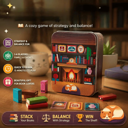 📚🎲Cooperative Stacking Game | Skill & Balance Card and Book Tower Game in Travel Tin