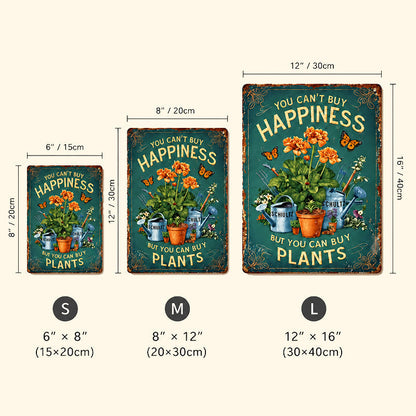 🌿🪴 Vintage Metalen Tuinbord "Je kunt geen geluk kopen, maar je kunt wel planten kopen" 🌼