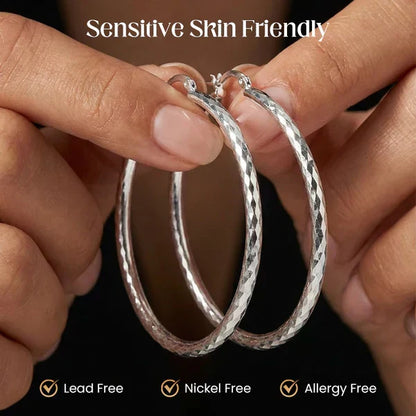 🎉 BUY 1 GET 1 FREE 🎁 Diamond-Cut Hoop Earrings for Women – Elegant, Sparkling 💎ond-Cut Hoop Earrings for Women