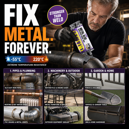 🔥Hot Sale 49% OFF🔥 Metal Weld Repair Glue – 2-Part Epoxy, Waterproof, Heat-Resistant, Drillable 🔧