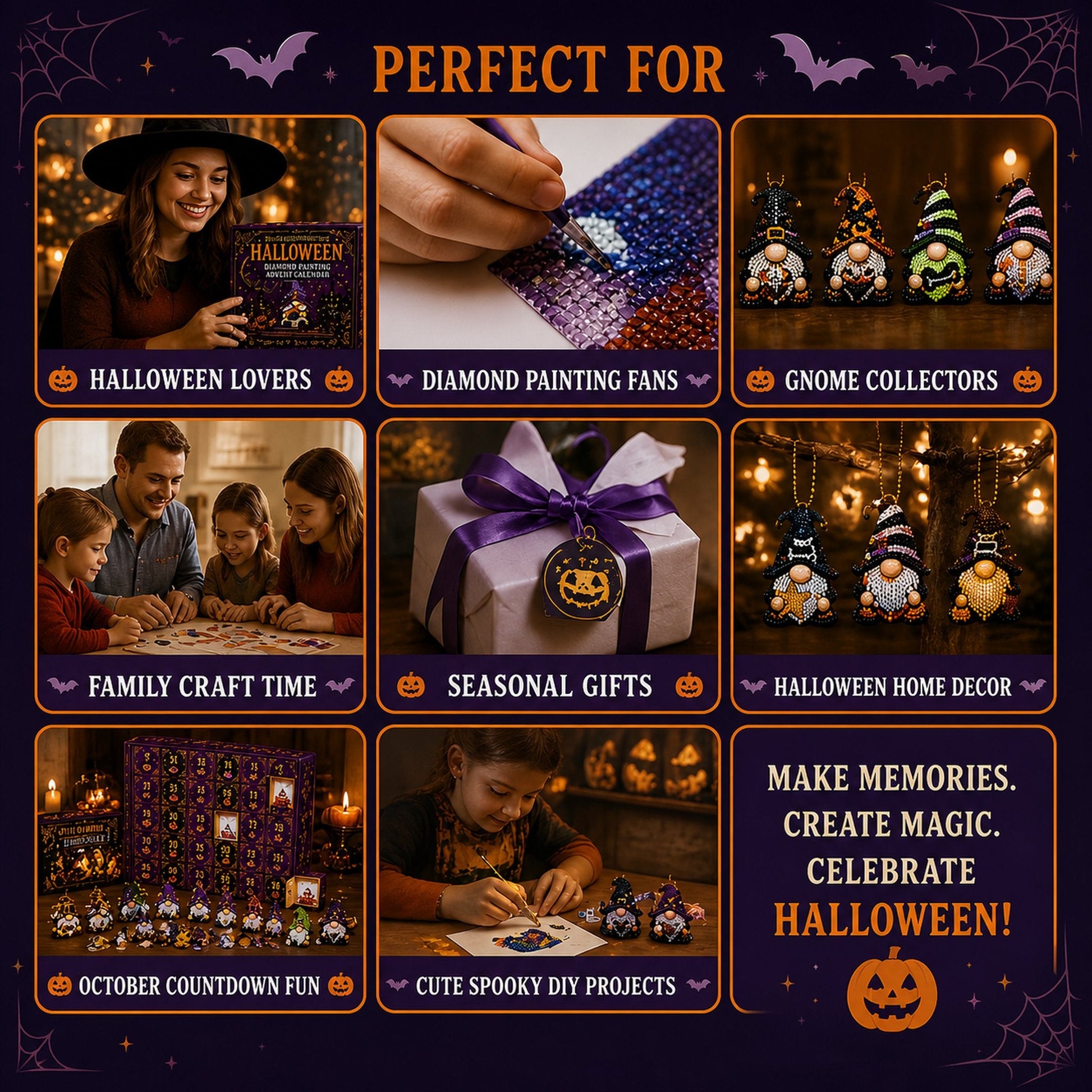 🔥HOT SALE 49% OFF - 🎃✨ 31 Days of Gnome Surprises Halloween Diamond Painting Advent Calendar
