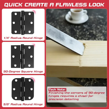 Door Hinge Cut Out Tool for Door & Cabinet Hinges, Adjustable Mortising Template Fits 2.5" to 5" Hinges with 1/4" & 5/8" Radius & Square Corner Tools