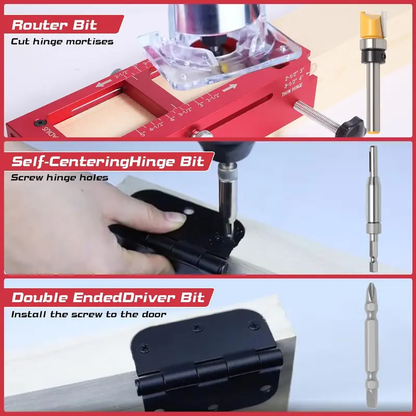 Door Hinge Cut Out Tool for Door & Cabinet Hinges, Adjustable Mortising Template Fits 2.5" to 5" Hinges with 1/4" & 5/8" Radius & Square Corner Tools