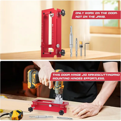 Door Hinge Cut Out Tool for Door & Cabinet Hinges, Adjustable Mortising Template Fits 2.5" to 5" Hinges with 1/4" & 5/8" Radius & Square Corner Tools