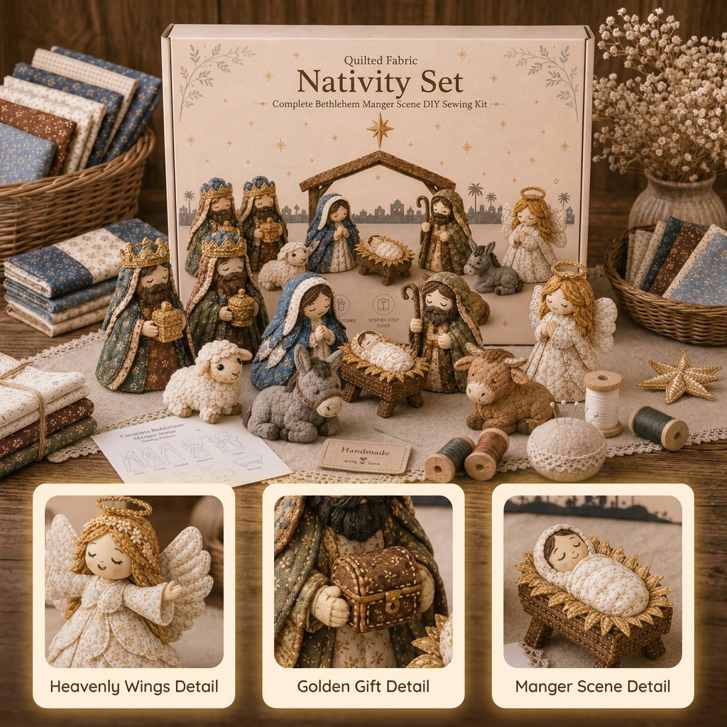 ✨ Bring the Story of Christmas to Life: DIY Patchwork Nativity Scene Sewing Kit✝️