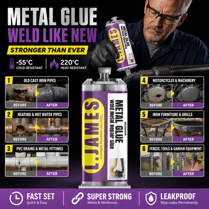🔥Hot Sale 49% OFF🔥 Metal Weld Repair Glue – 2-Part Epoxy, Waterproof, Heat-Resistant, Drillable 🔧