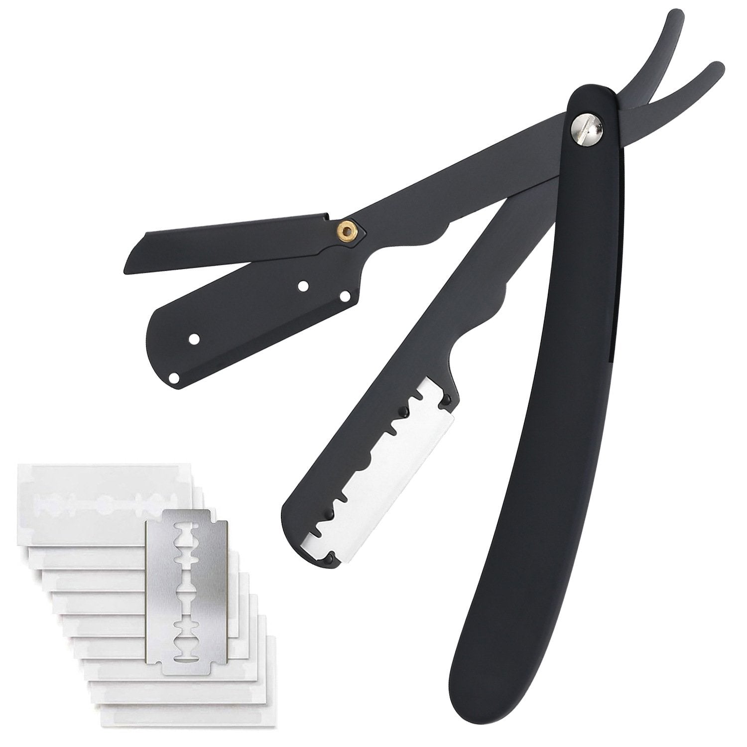 Professional Straight Razor for Men | Barber Straight Edge + 10 Blades Included
