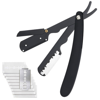 Professional Straight Razor for Men | Barber Straight Edge + 10 Blades Included