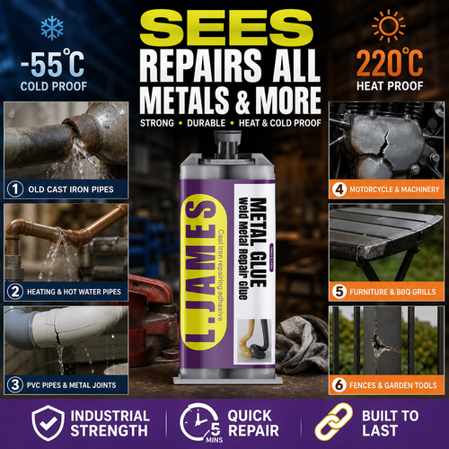 🔥Hot Sale 49% OFF🔥 Metal Weld Repair Glue – 2-Part Epoxy, Waterproof, Heat-Resistant, Drillable 🔧