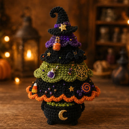👻Halloween Tree DIY Crochet Kit 🧶| ✨All-In-One Kit for a Layered 7-Inch Spooky Tabletop Decoration