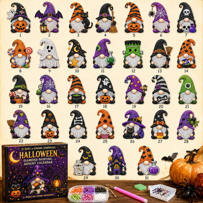 🔥HOT SALE 49% OFF - 🎃✨ 31 Days of Gnome Surprises Halloween Diamond Painting Advent Calendar