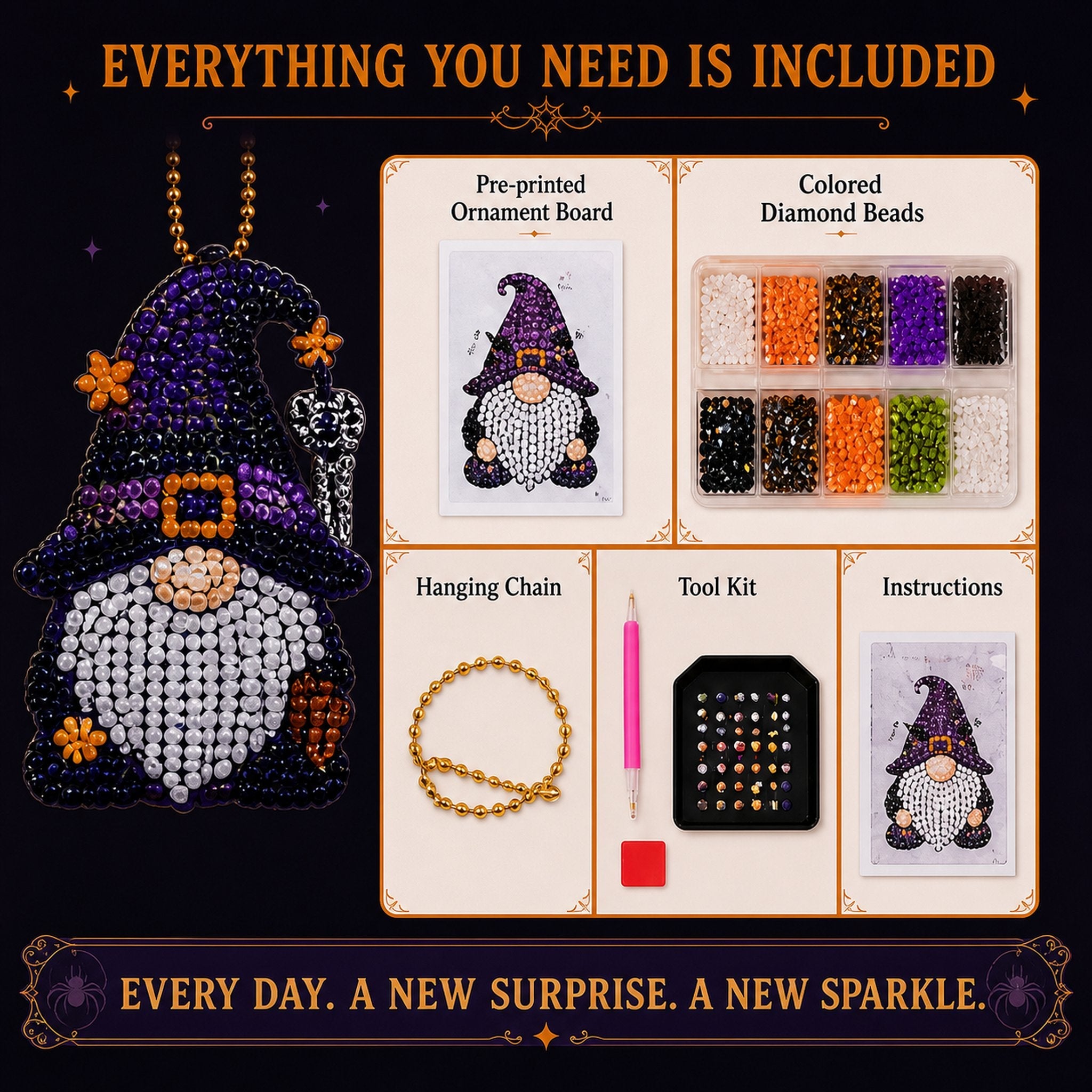 🔥HOT SALE 49% OFF - 🎃✨ 31 Days of Gnome Surprises Halloween Diamond Painting Advent Calendar