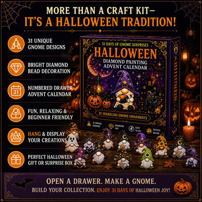 🔥HOT SALE 49% OFF - 🎃✨ 31 Days of Gnome Surprises Halloween Diamond Painting Advent Calendar