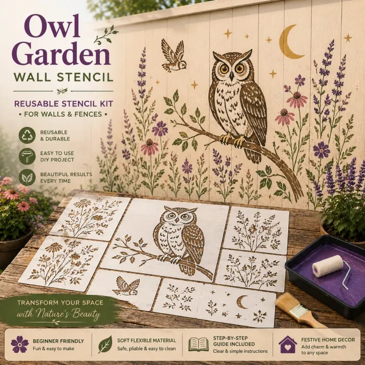 🌿 Garden Wall Stencil, Reusable DIY Kit for Walls, Fences & Patios