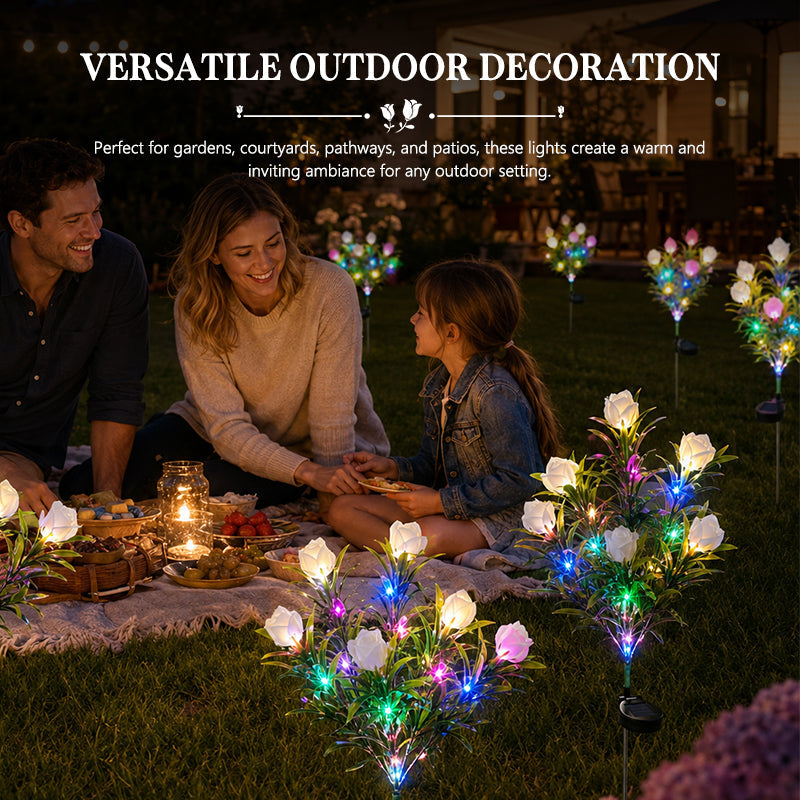 Solar Gardenia Flower Lights 🌸 LED Simulation Flower Lamps for Courtyard & Garden Decoration, Outdoor Waterproof Ambient Lighting
