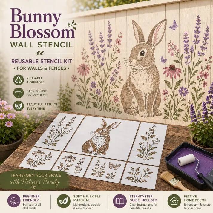 🌿 Garden Wall Stencil, Reusable DIY Kit for Walls, Fences & Patios