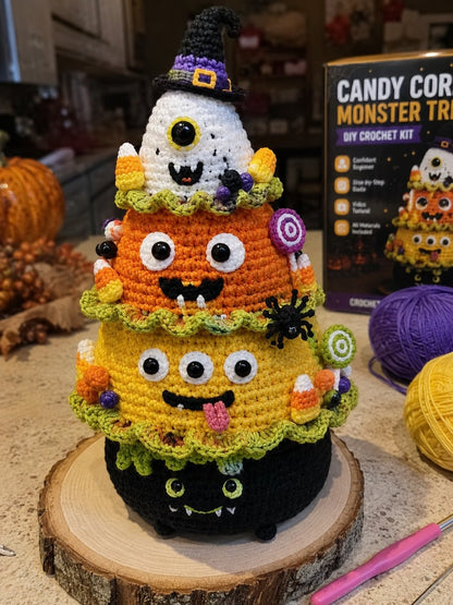 👻Halloween Tree DIY Crochet Kit 🧶| ✨All-In-One Kit for a Layered 7-Inch Spooky Tabletop Decoration