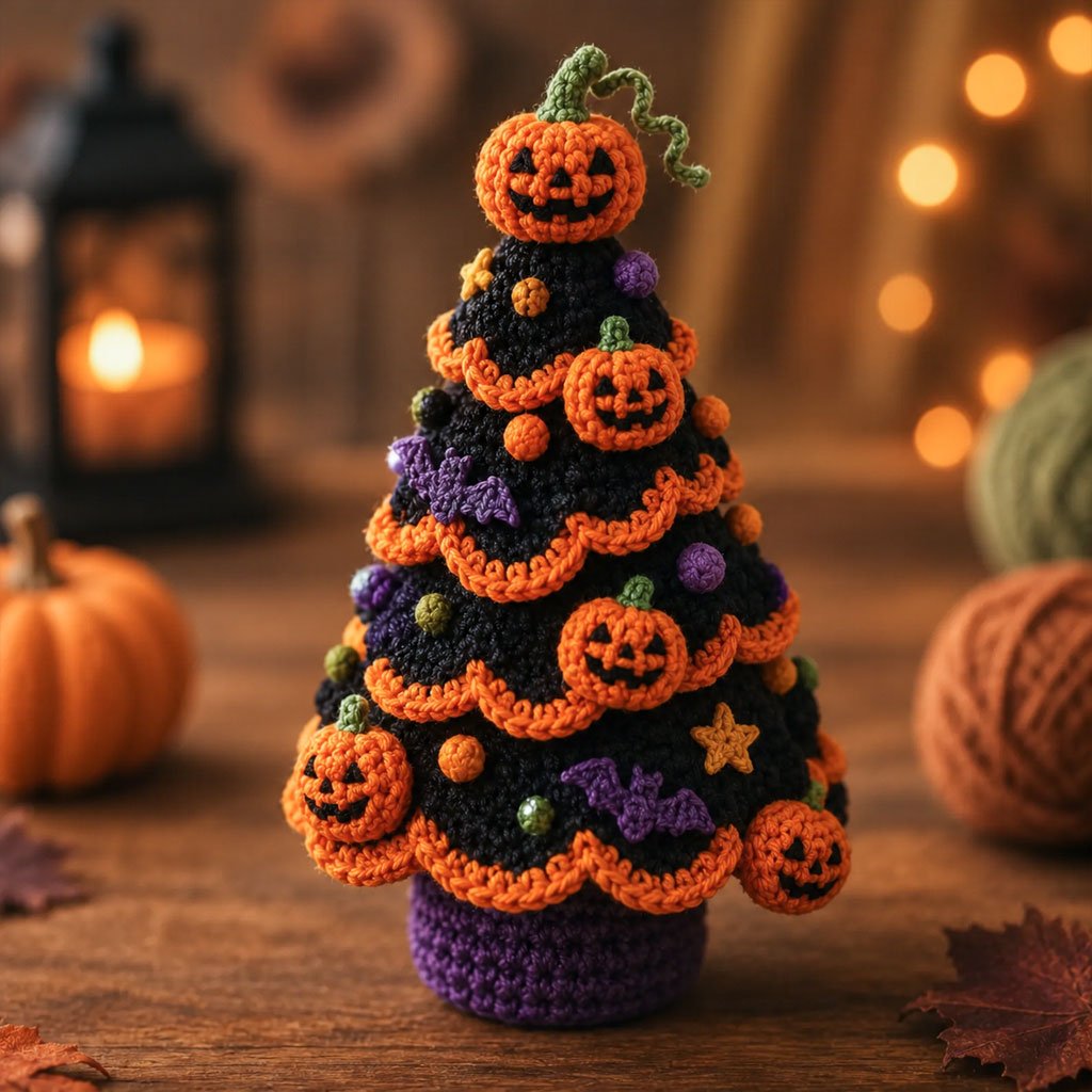 👻Halloween Tree DIY Crochet Kit 🧶| ✨All-In-One Kit for a Layered 7-Inch Spooky Tabletop Decoration