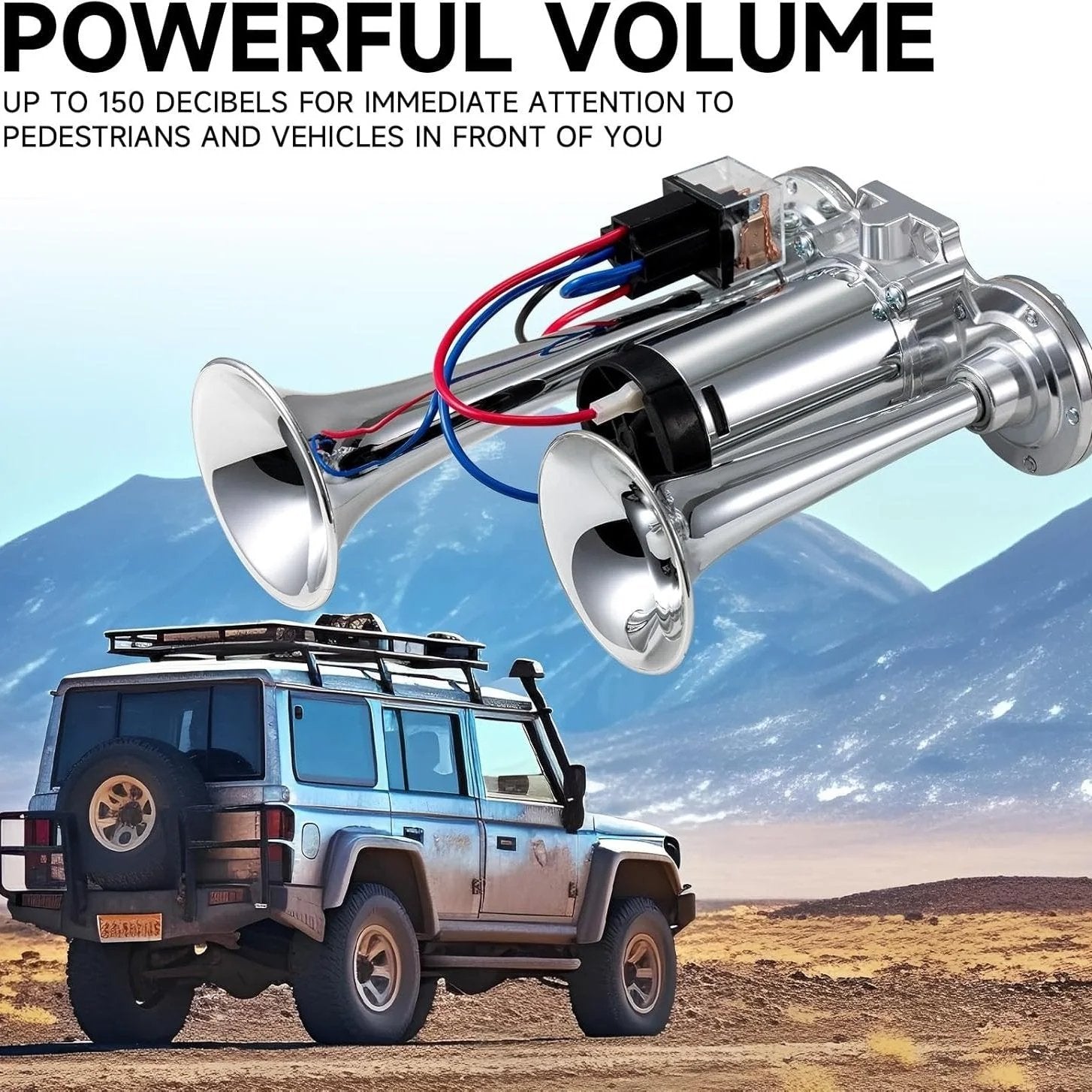 🚗🔧2026 Upgraded 12V Dual Air Horn Kit – 130DB Super Loud Dual Horn with Compressor for Cars, Trucks, SUVs, Boats & More