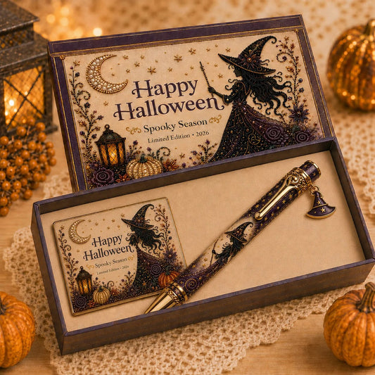 🎃 Halloween Whimsical Pen Gift Set | Decorative Pen, Keepsake Card & Luxury Gift Box, 3 Limited‑Edition Designs ✨