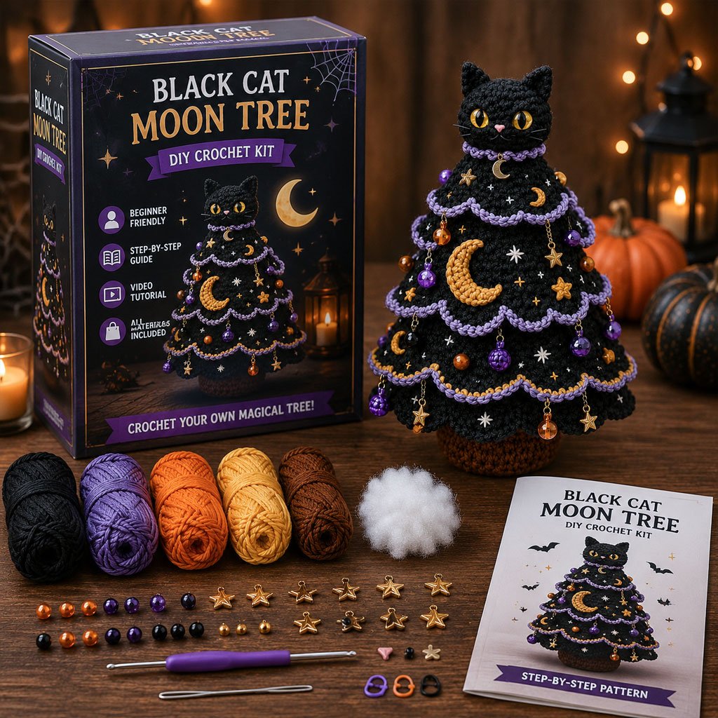 👻Halloween Tree DIY Crochet Kit 🧶| ✨All-In-One Kit for a Layered 7-Inch Spooky Tabletop Decoration