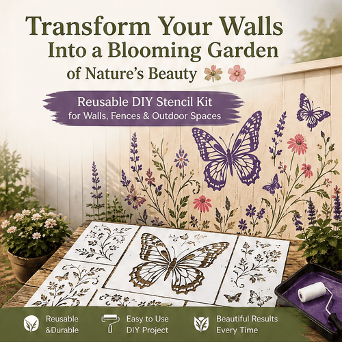 🌿 Garden Wall Stencil, Reusable DIY Kit for Walls, Fences & Patios