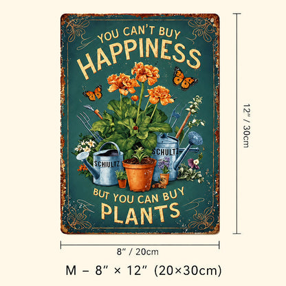 🌿🪴 Vintage Metalen Tuinbord "Je kunt geen geluk kopen, maar je kunt wel planten kopen" 🌼