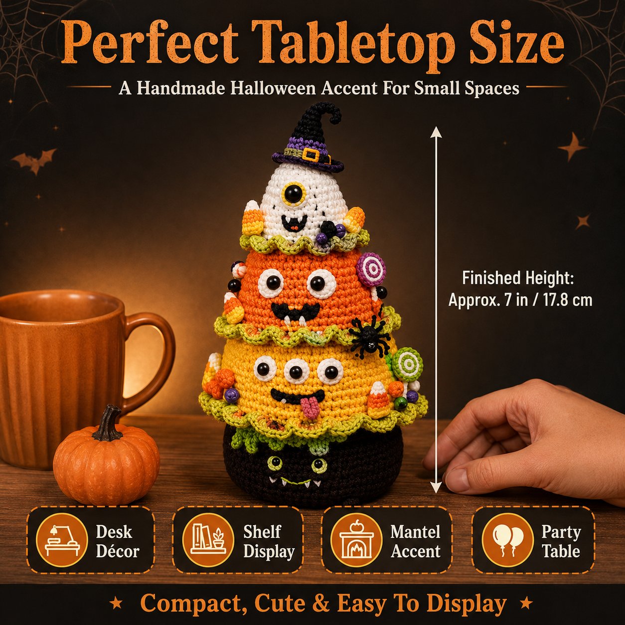 👻Halloween Tree DIY Crochet Kit 🧶| ✨All-In-One Kit for a Layered 7-Inch Spooky Tabletop Decoration