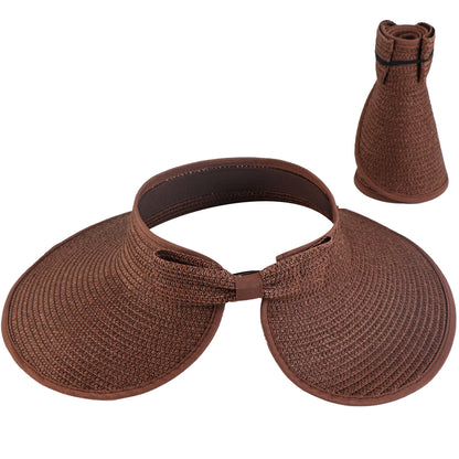 Women's Solid Color Cute Bow Design Wide Brim Straw Hat