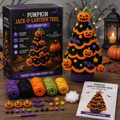 👻Halloween Tree DIY Crochet Kit 🧶| ✨All-In-One Kit for a Layered 7-Inch Spooky Tabletop Decoration