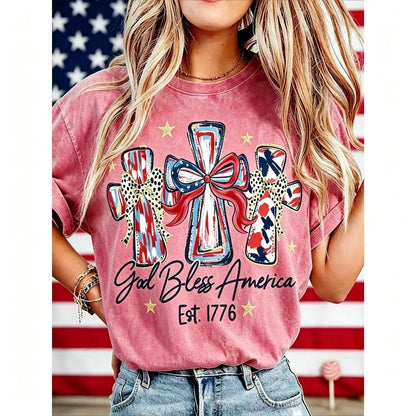 ⭐ God Bless America Women  T-Shirt - Vintage 250th Anniversary USA Gift Tee🎆