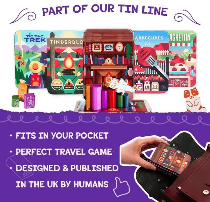 📚🎲Cooperative Stacking Game | Skill & Balance Card and Book Tower Game in Travel Tin