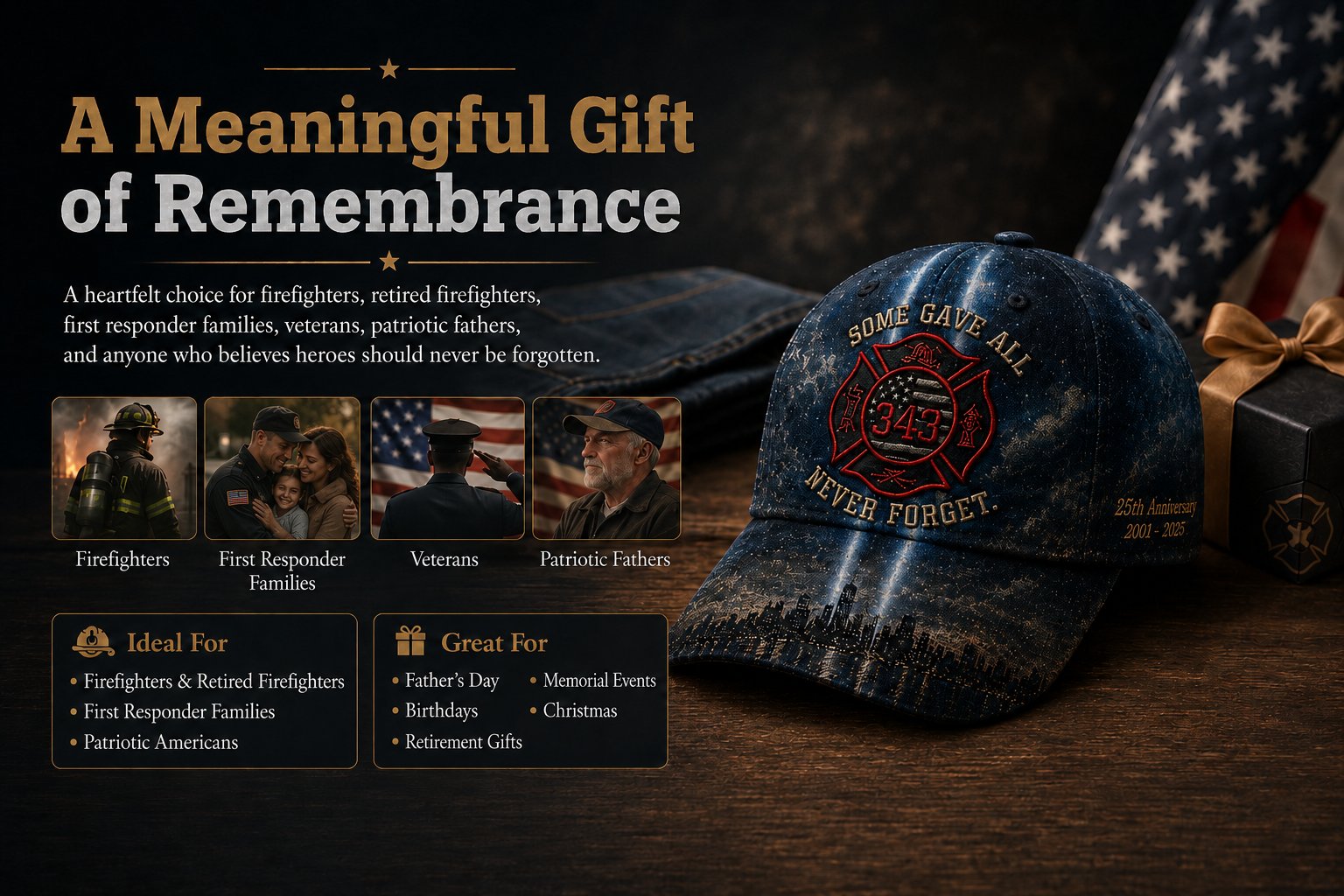 🔥Last Day 49% OFF – Never Forget 343 Memorial Cap – Embroidered Tribute Design🧢(Breathable & Lightweight Comfort & Unisex Fit)