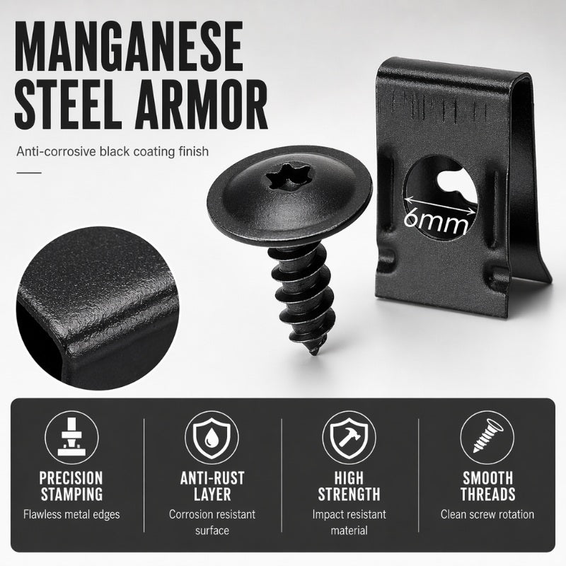 📢📢48% OFF !! ⏰Universal Car Metal U-Type Clips and Screws Set