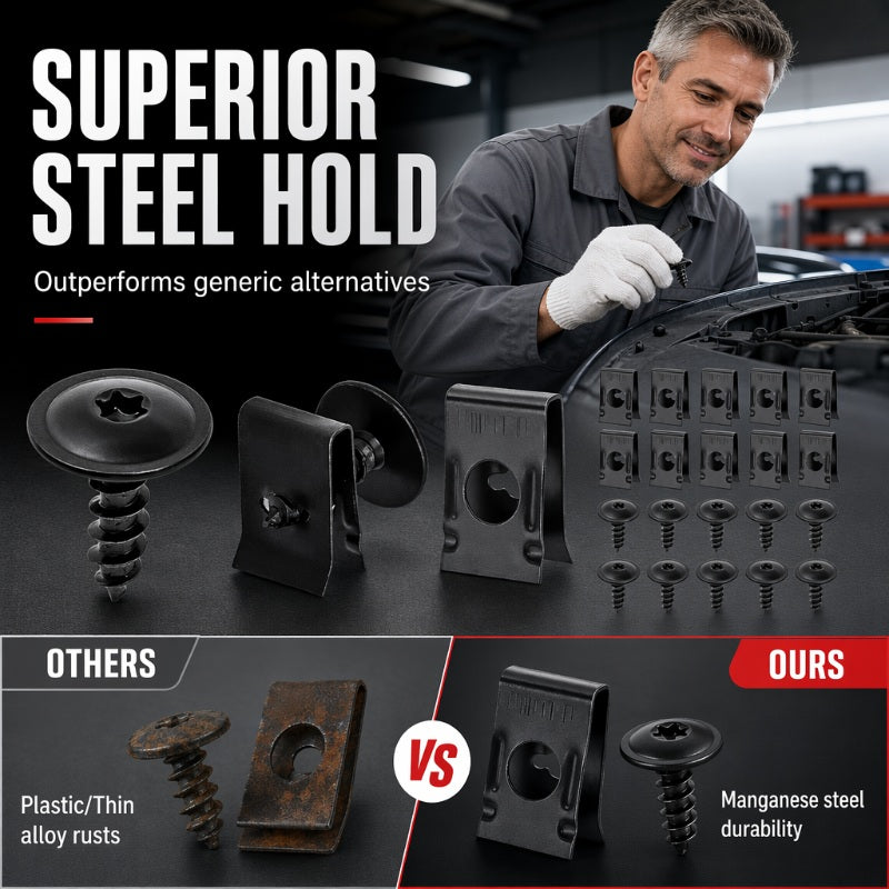 📢📢48% OFF !! ⏰Universal Car Metal U-Type Clips and Screws Set