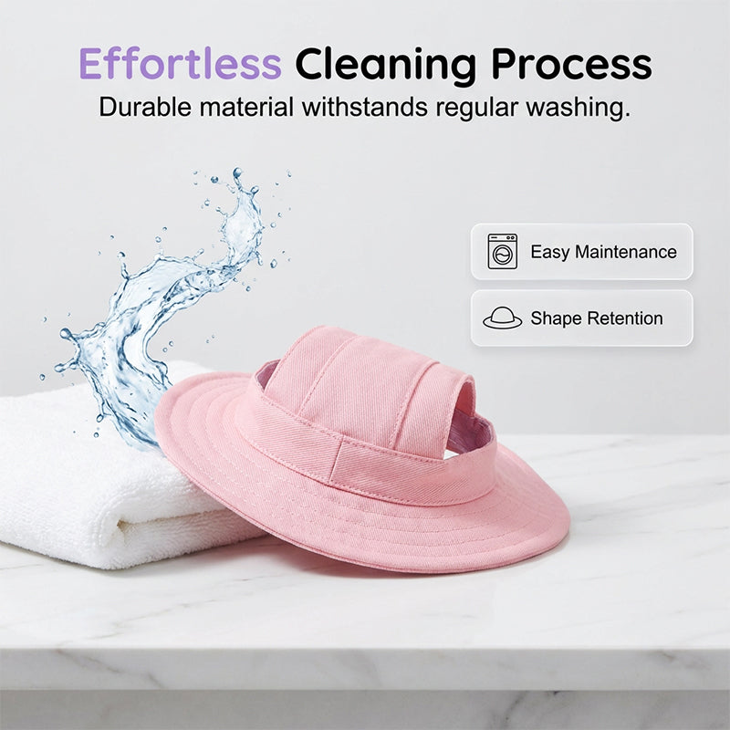 Adjustable Pet Bucket Hat with Ear Holes
