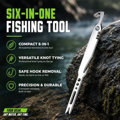 ⏳Limited-time 49% off⏰6-in-1 Stainless Steel Fishing Multi Tool Hook Remover and Knot Tyer🎣🐟