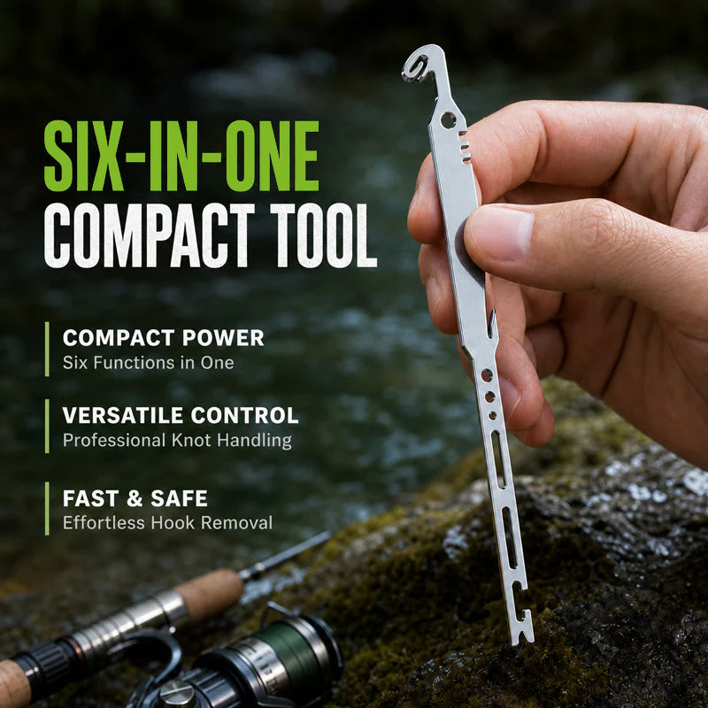 ⏳Limited-time 49% off⏰6-in-1 Stainless Steel Fishing Multi Tool Hook Remover and Knot Tyer🎣🐟