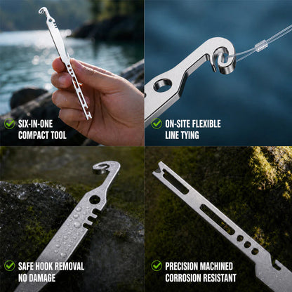 ⏳Limited-time 49% off⏰6-in-1 Stainless Steel Fishing Multi Tool Hook Remover and Knot Tyer🎣🐟
