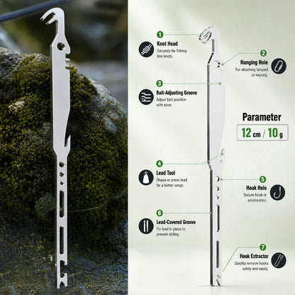 ⏳Limited-time 49% off⏰6-in-1 Stainless Steel Fishing Multi Tool Hook Remover and Knot Tyer🎣🐟