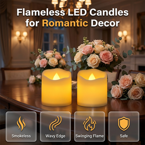 24‑Pcs Flickering Flameless LED Candles Set, Realistic Swing‑Flame Safe Candle Lights for Home & Event Decor